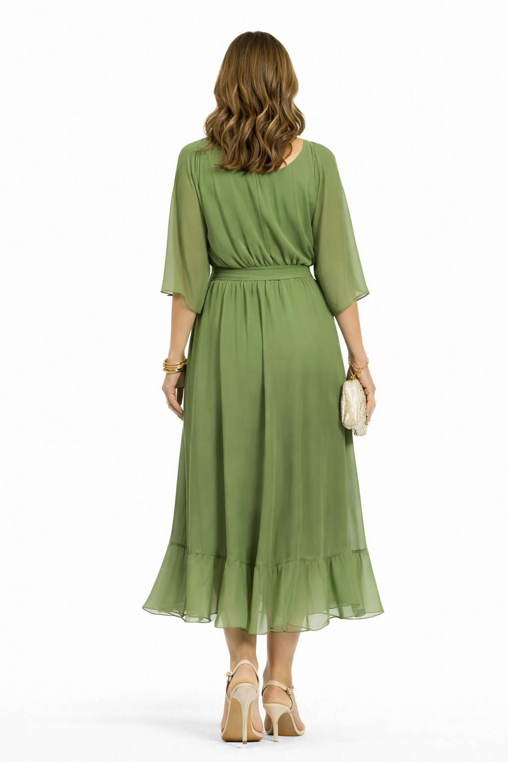 Vestido de chiffon con escote en v Larisa