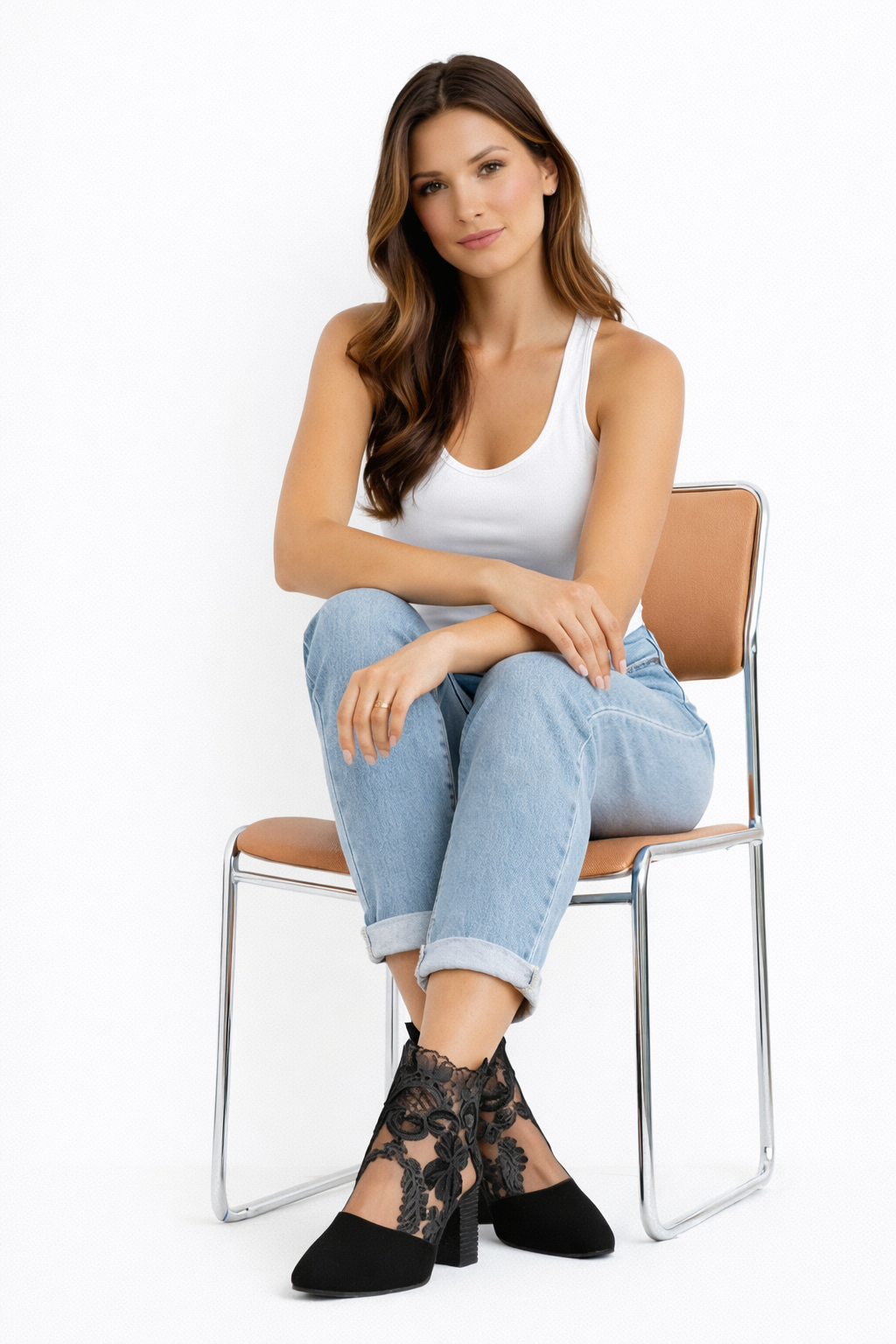 Zapatos de tacón alto con elegante encaje para el verano Eva