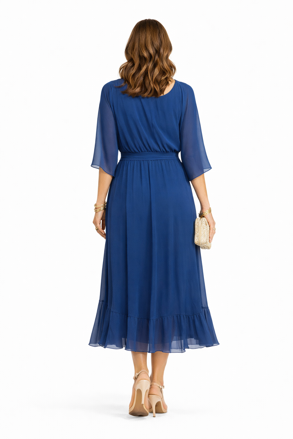 Vestido de chiffon con escote en v Larisa