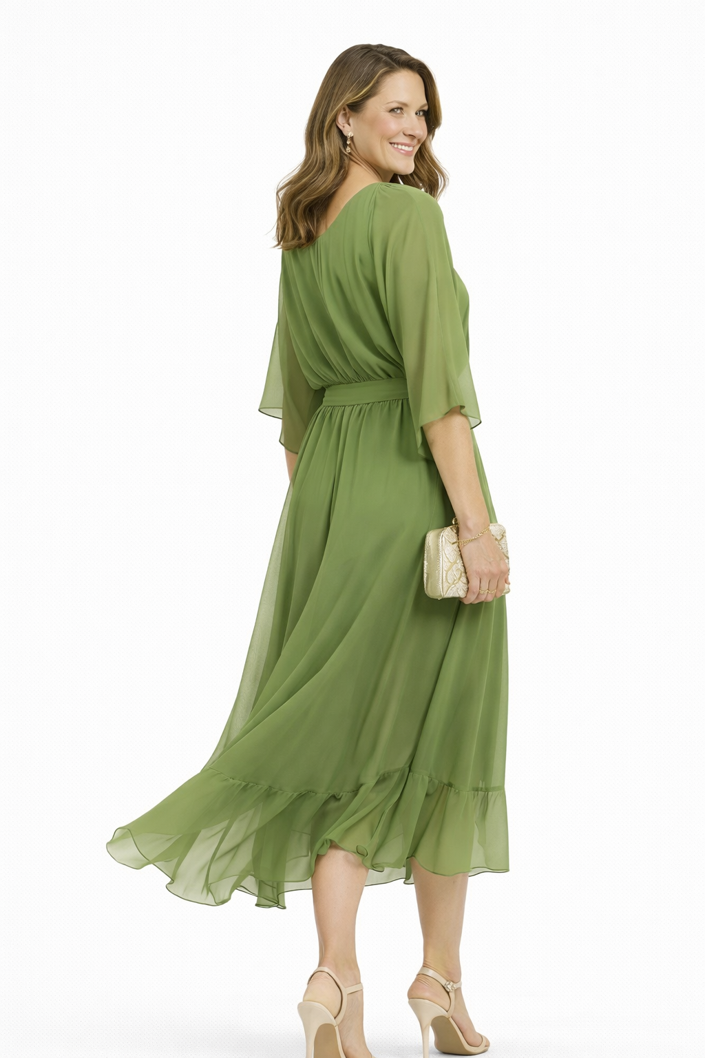 Vestido de chiffon con escote en v Larisa