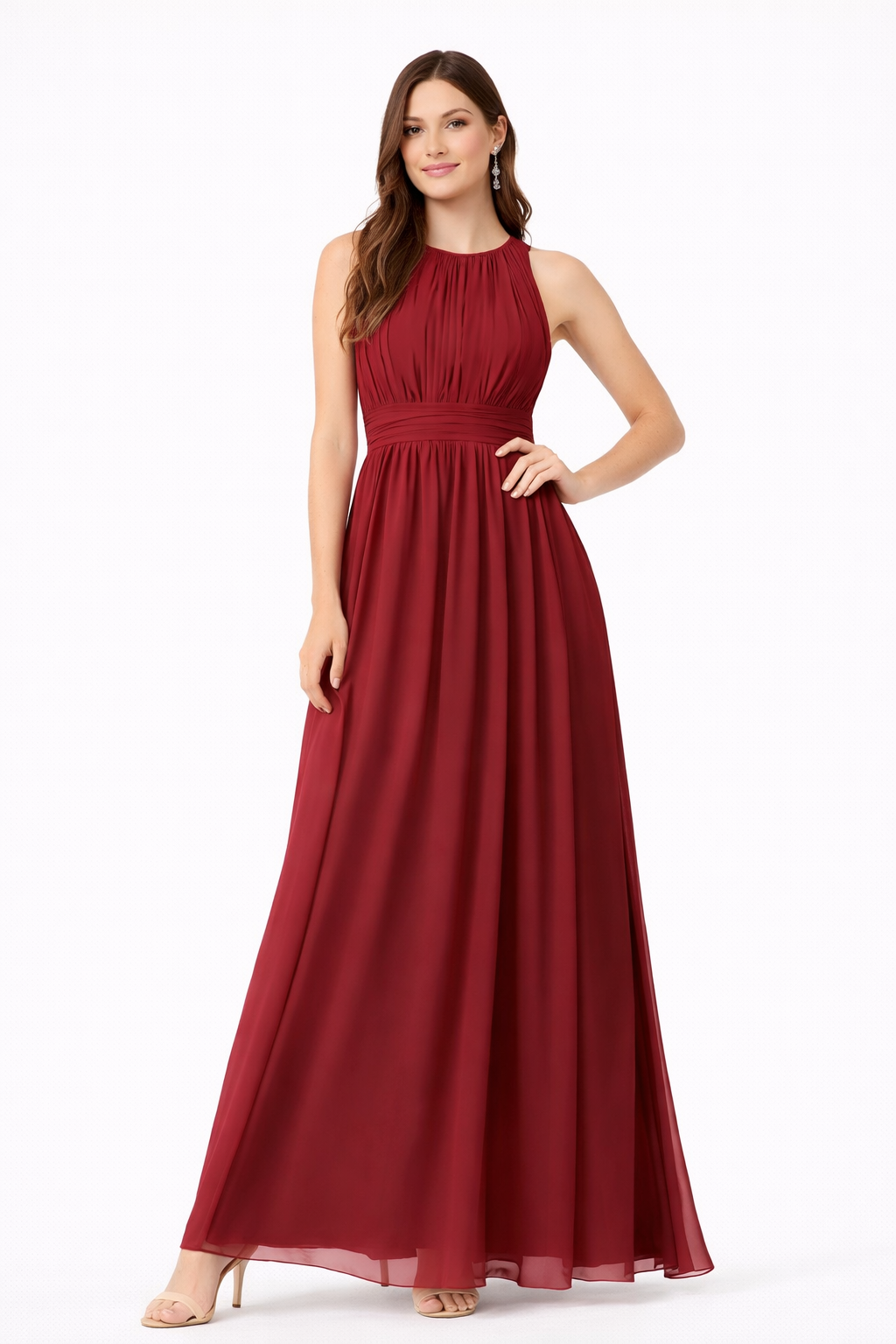 Vestido largo minimalista efecto cintura fina Alexa